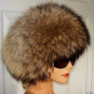 Real Lush Natural Lush Silky Fur Hat Gold Brown Silver Colors Comfort Warm NEW
